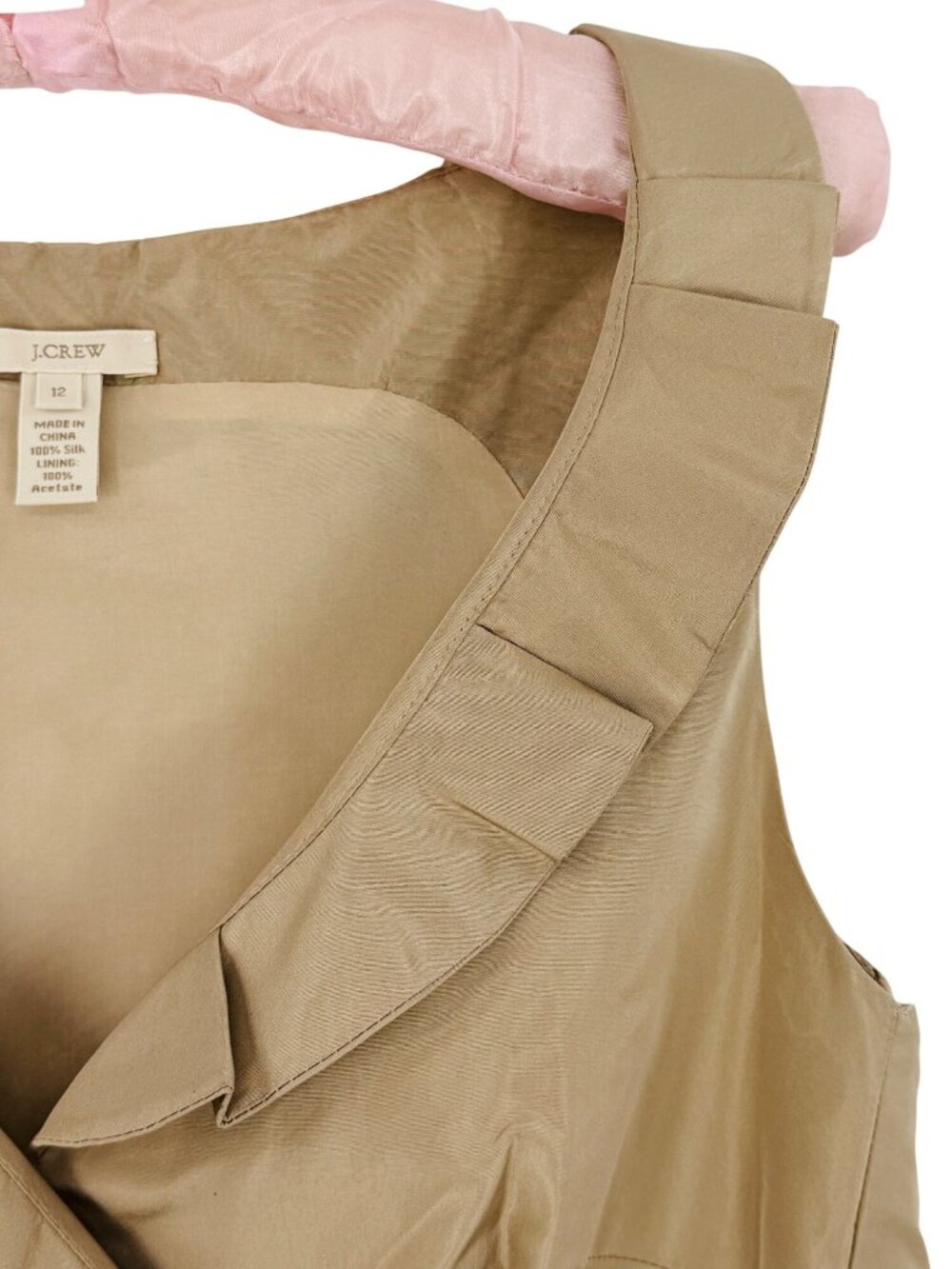 Vintage J.Crew Archival Silk Dress 12 | Champagne Beige 2010s Glamoratti Elegant - Picture 3 of 10